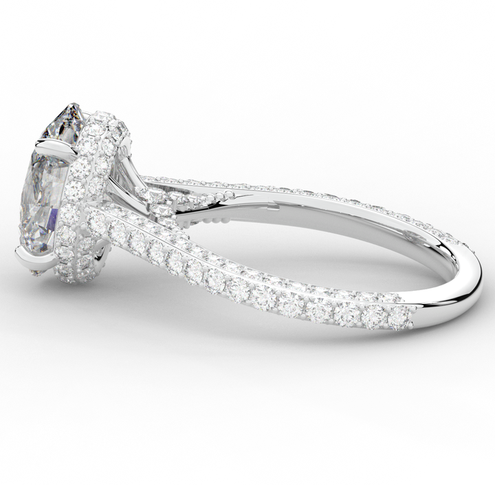 4.00CT.TW OVAL LAB DIAMOND UNDERHALO SOLITAIRE ENGAGEMENT RING