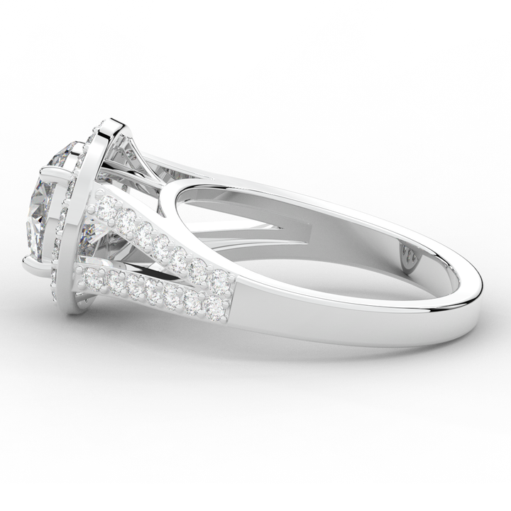 2.50CT.TW ROUND LAB DIAMOND SPLIT SHANK HALO ENGAGEMENT RING - Nazarelle