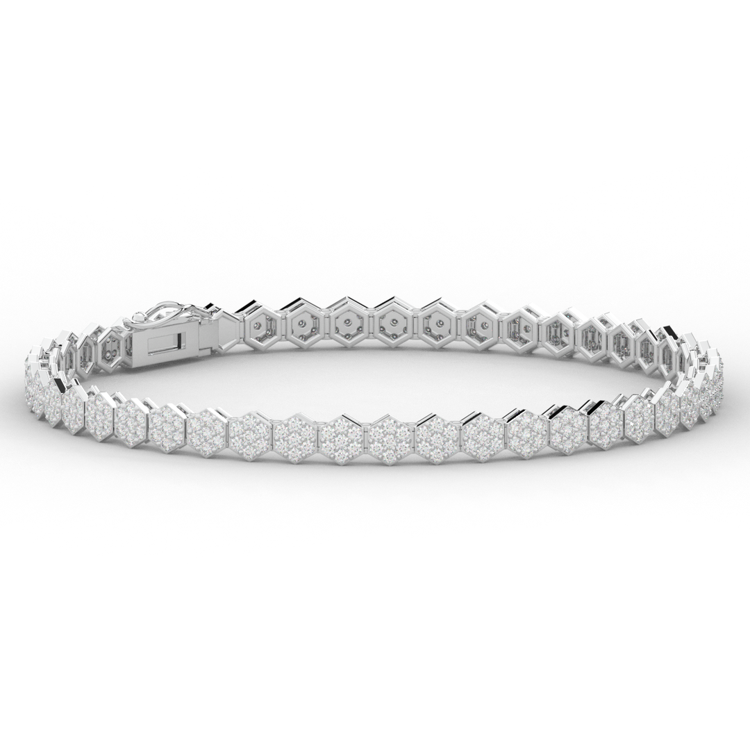 2.50CT.TW ROUND LAB DIAMOND CLUSTER TENNIS BRACELET - Nazarelle