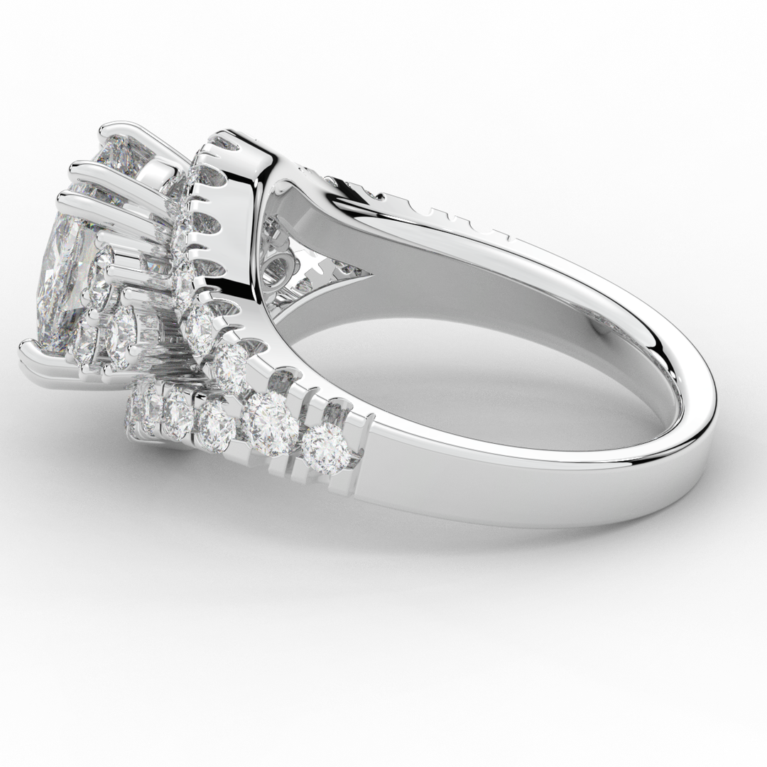 3.10CT.TW CUSHION LAB DIAMOND HALO ENGAGEMENT RING