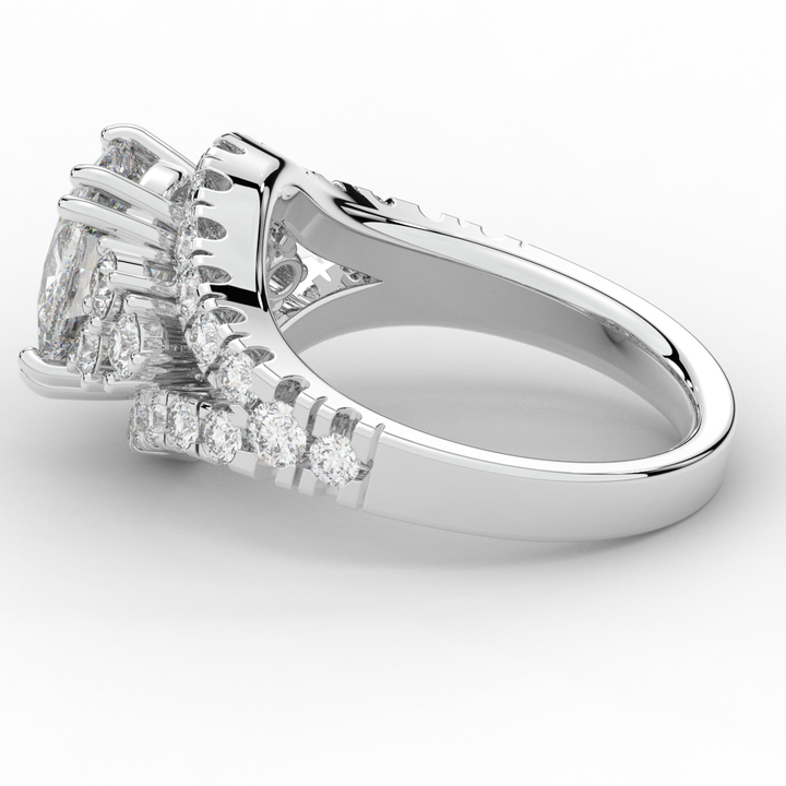 3.10CT.TW CUSHION LAB DIAMOND HALO ENGAGEMENT RING