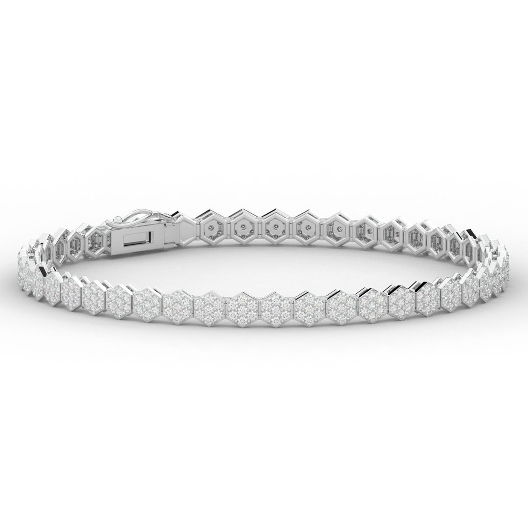 2.50CT.TW ROUND LAB DIAMOND CLUSTER TENNIS BRACELET - Nazarelle