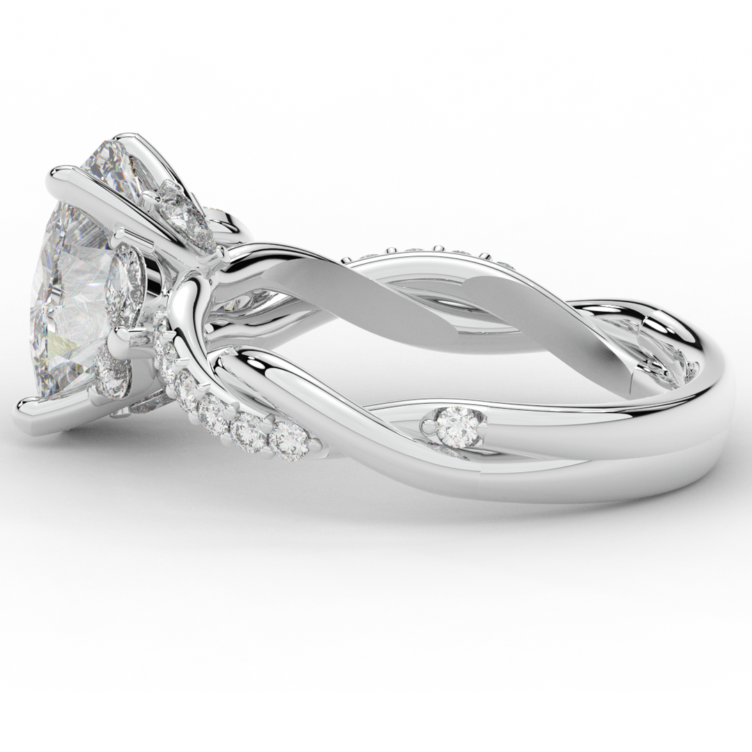 2.40CT.TW OVAL LAB DIAMOND TWIST ENGAGEMENT RING