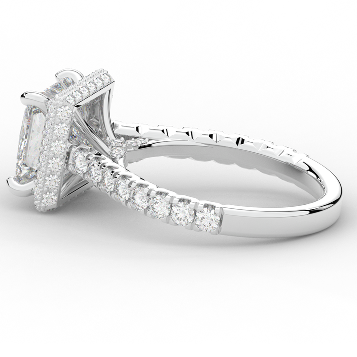 3.90CT.TW PRINCESS LAB DIAMOND HALO ENGAGEMENT RING