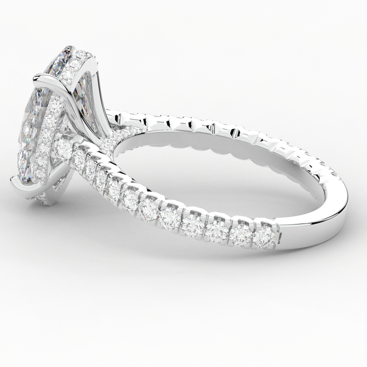 4.70CT.TW OVAL LAB DIAMOND UNDERHALO SOLITAIRE ENGAGEMENT RING