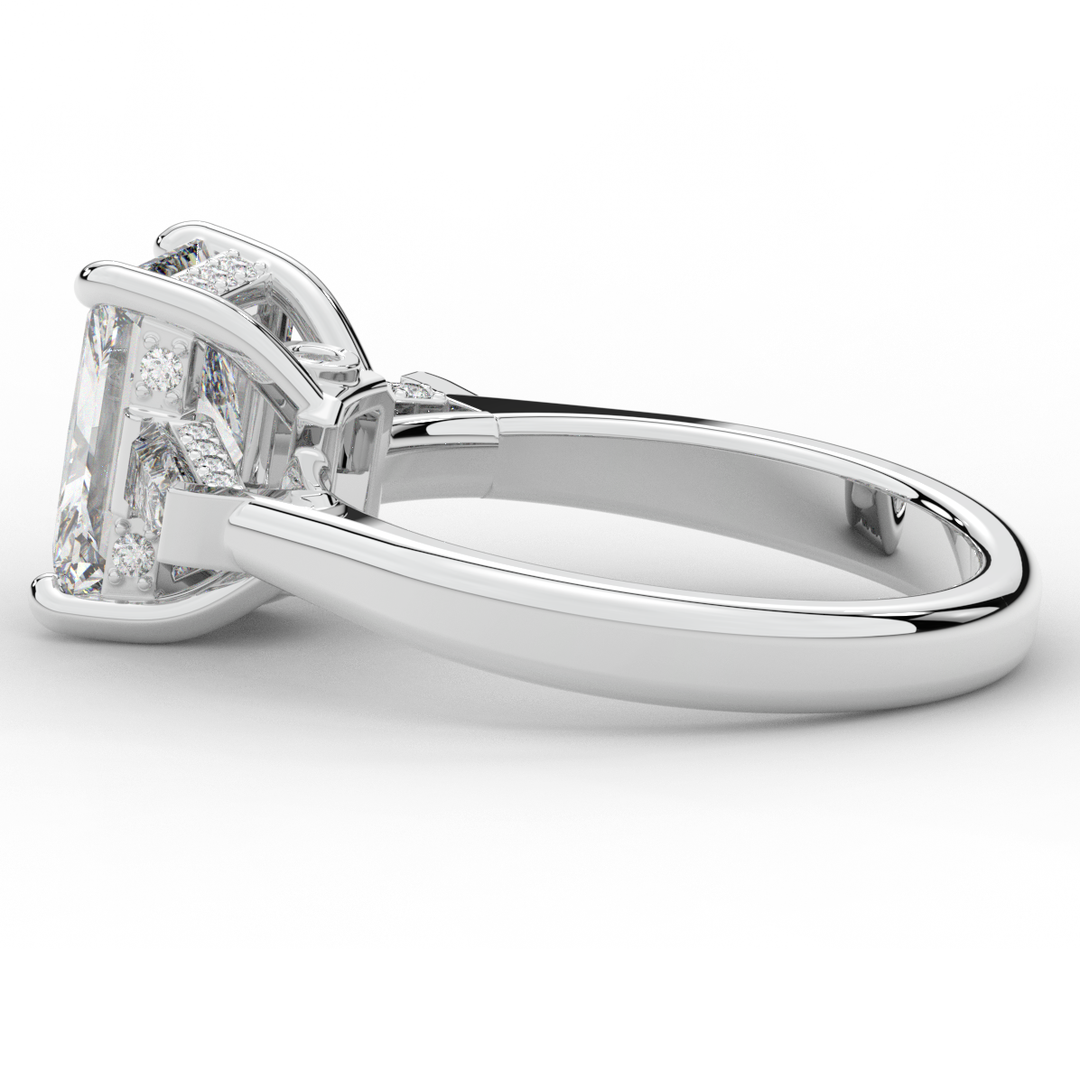 3.45CT.TW RADIANT LAB DIAMOND 3 STONE ENGAGEMENT RING