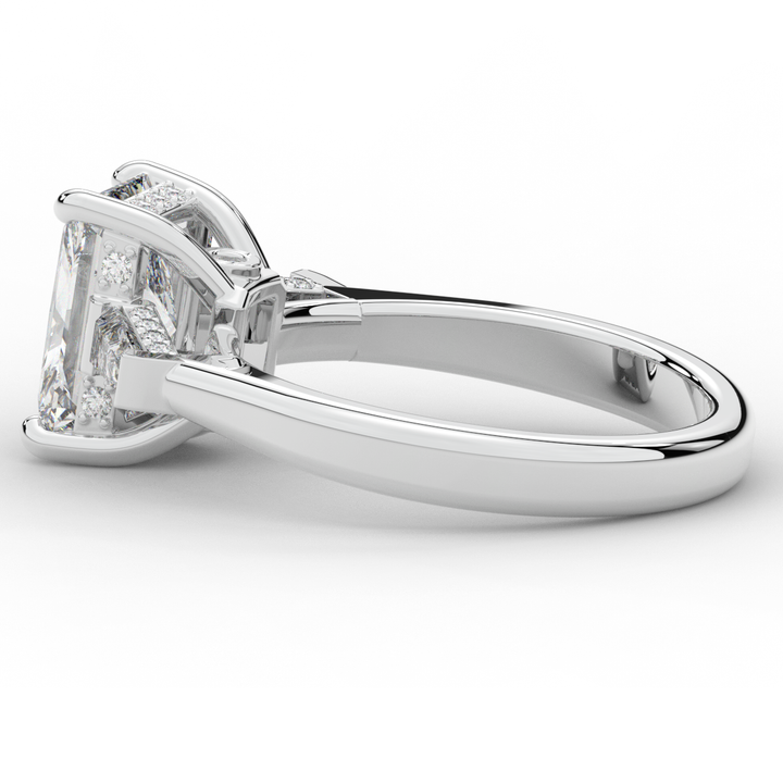 3.45CT.TW RADIANT LAB DIAMOND 3 STONE ENGAGEMENT RING