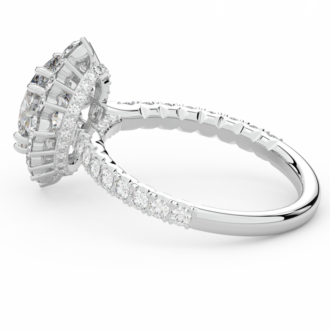 2.80CT.TW OVAL LAB DIAMOND HALO ENGAGEMENT RING