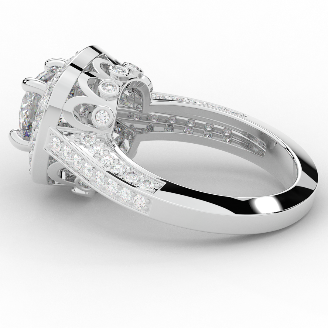 1.50CT.TW ROUND LAB DIAMOND HALO ENGAGEMENT RING