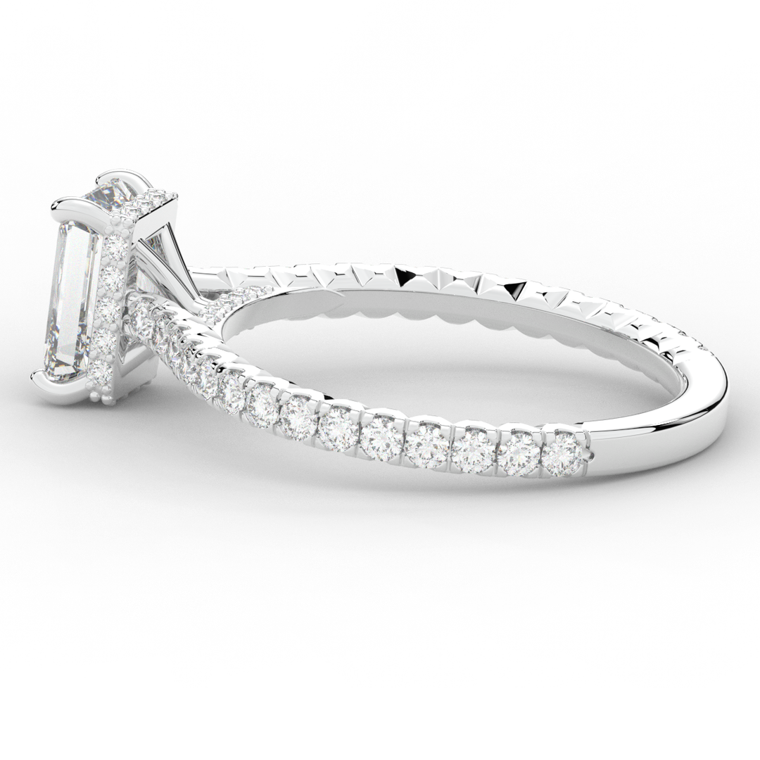 2.10CT.TW EMERALD CUT LAB DIAMOND UNDERHALO SOLITAIRE ENGAGEMENT RING