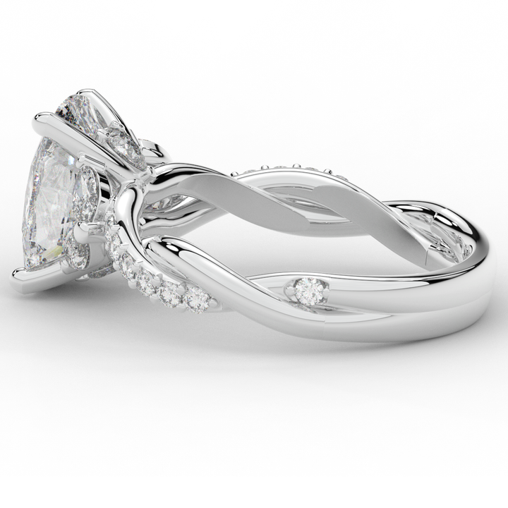 2.40CT.TW CUSHION LAB DIAMOND TWIST BAND ENGAGEMENT RING