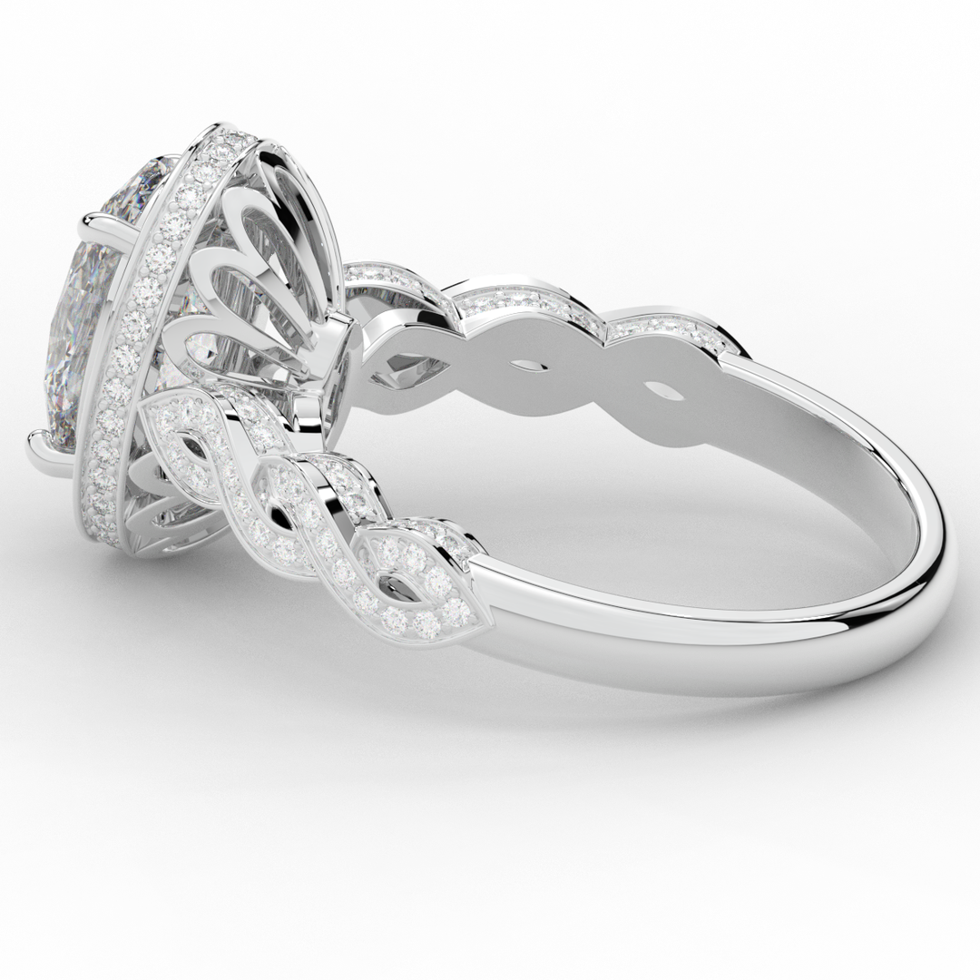 3.10CT.TW OVAL LAB DIAMOND HALO ENGAGEMENT RING