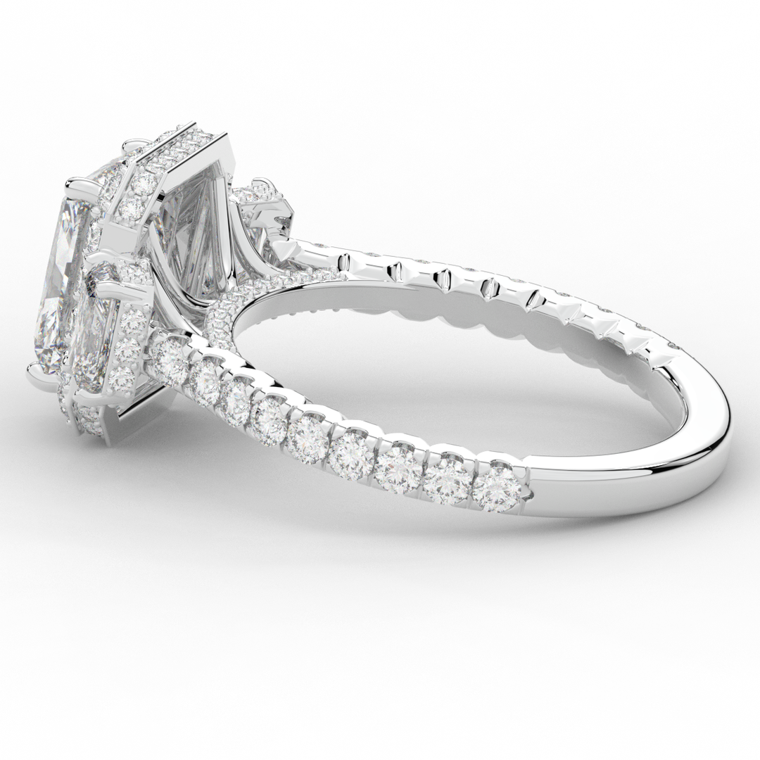 3.20CT.TW RADIANT LAB DIAMOND 3 STONE ENGAGEMENT RING