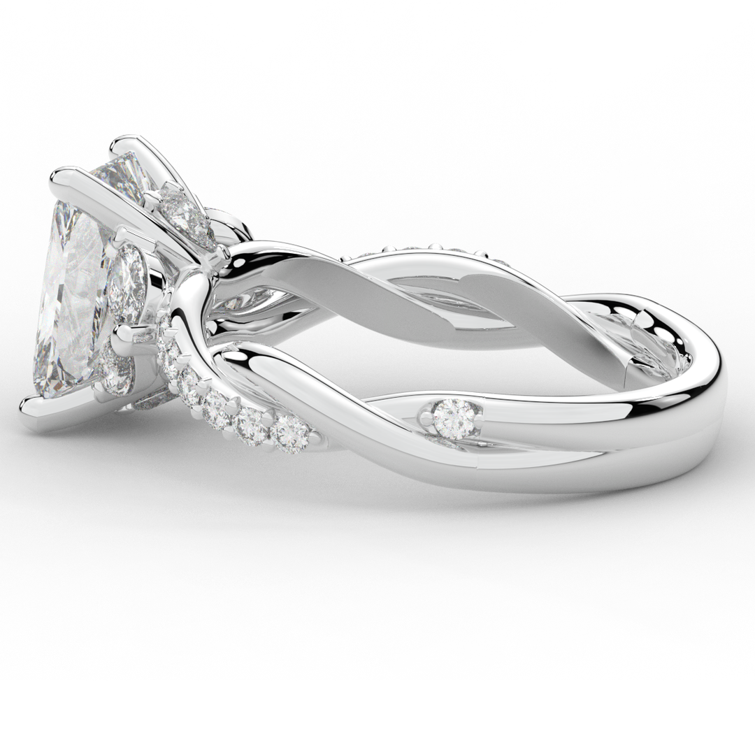 2.40CT.TW RADIANT LAB DIAMOND TWIST BAND ENGAGEMENT RING