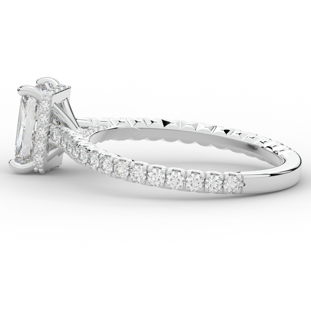 2.10CT.TW RADIANT LAB DIAMOND UNDERHALO SOLITAIRE ENGAGEMENT RING