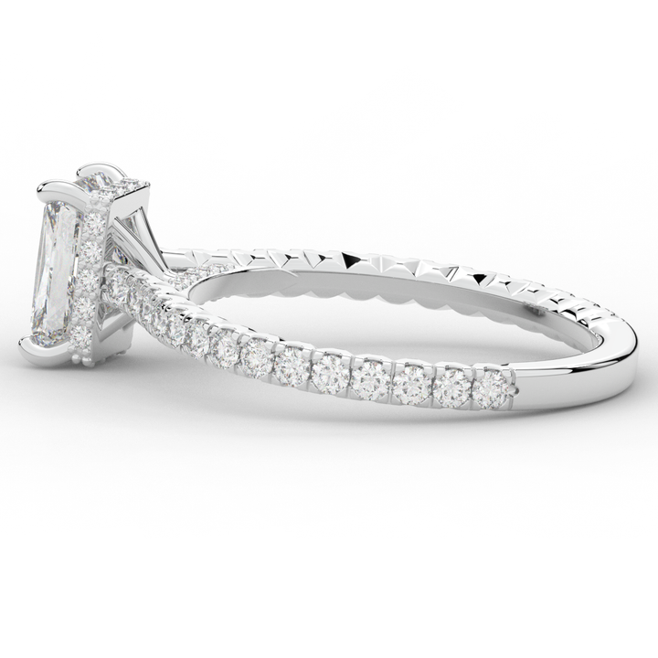 2.10CT.TW RADIANT LAB DIAMOND UNDERHALO SOLITAIRE ENGAGEMENT RING