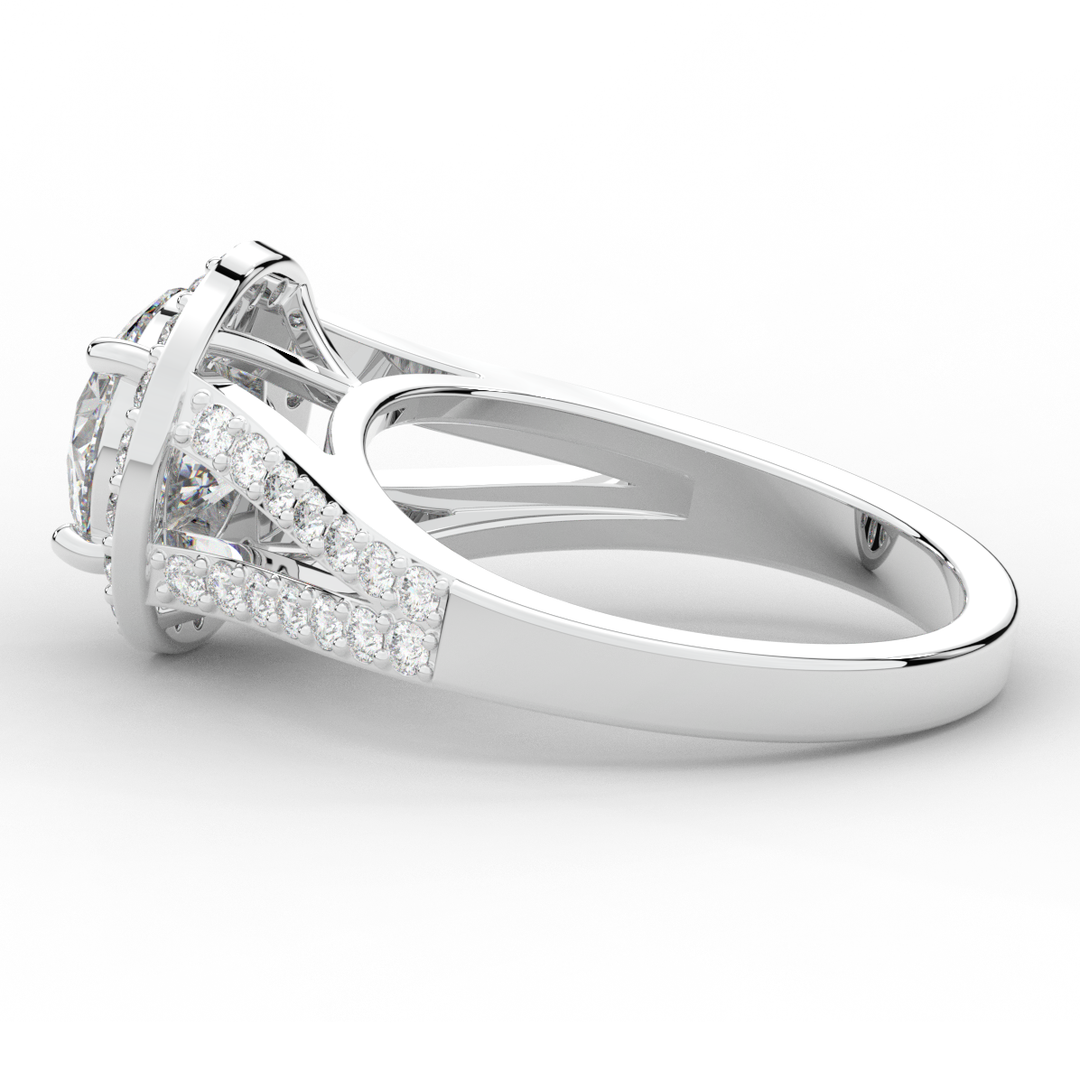 2.50CT.TW ROUND LAB DIAMOND SPLIT SHANK HALO ENGAGEMENT RING - Nazarelle