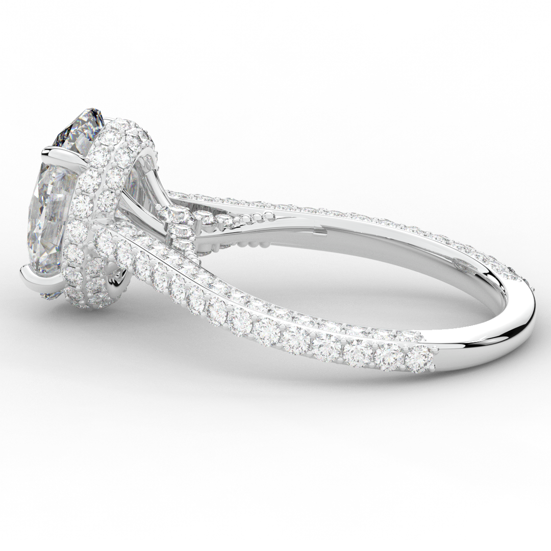 4.00CT.TW OVAL LAB DIAMOND UNDERHALO SOLITAIRE ENGAGEMENT RING