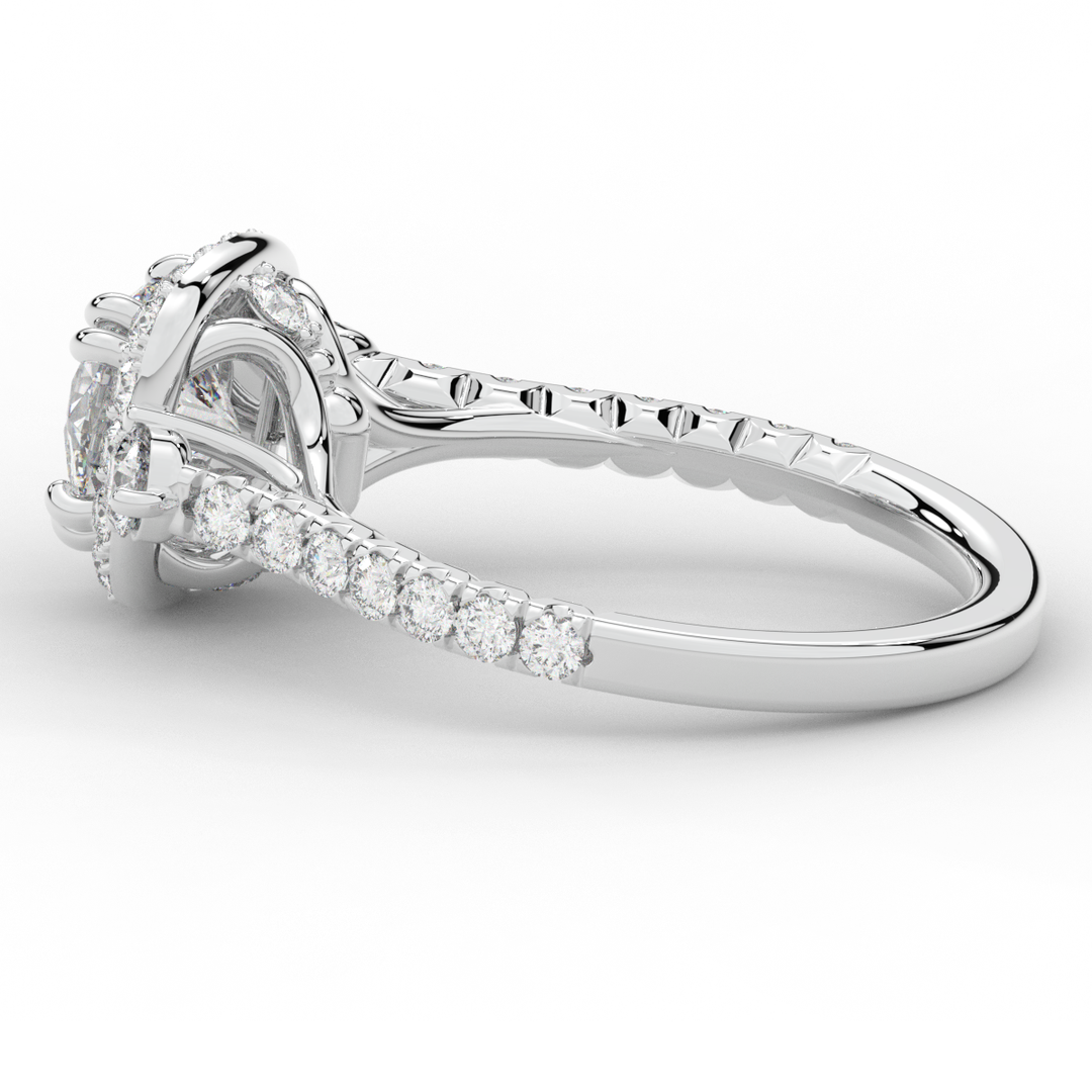 1.75CT.TW ROUND LAB DIAMOND HALO ENGAGEMENT RING