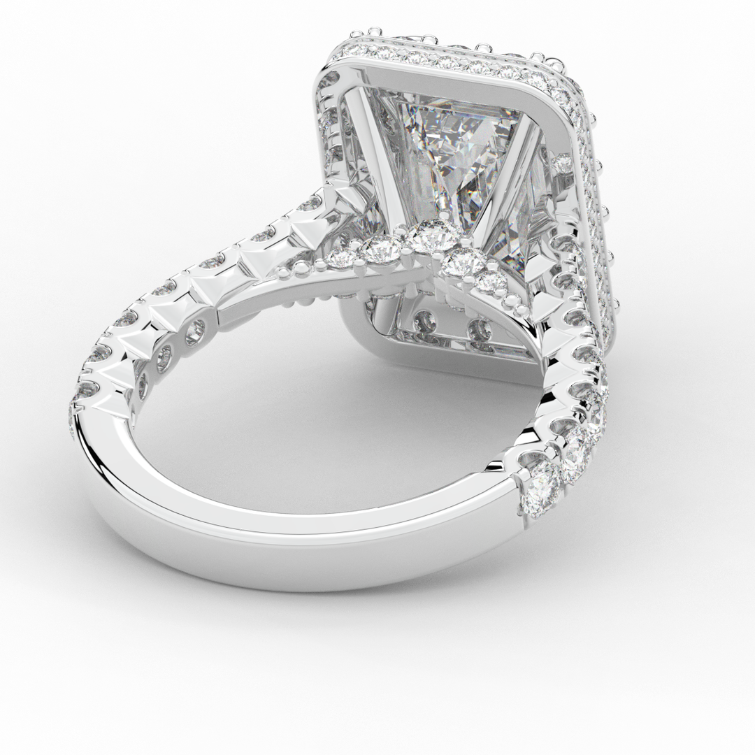 4.50CT.TW EMERALD CUT LAB DIAMOND HALO ENGAGEMENT RING