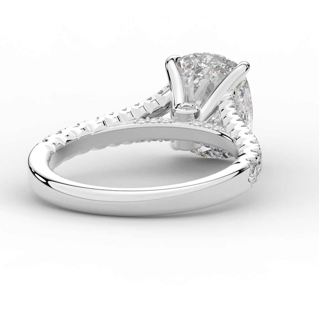 3.45CT.TW CUSHION LAB DIAMOND ENGAGEMENT RING