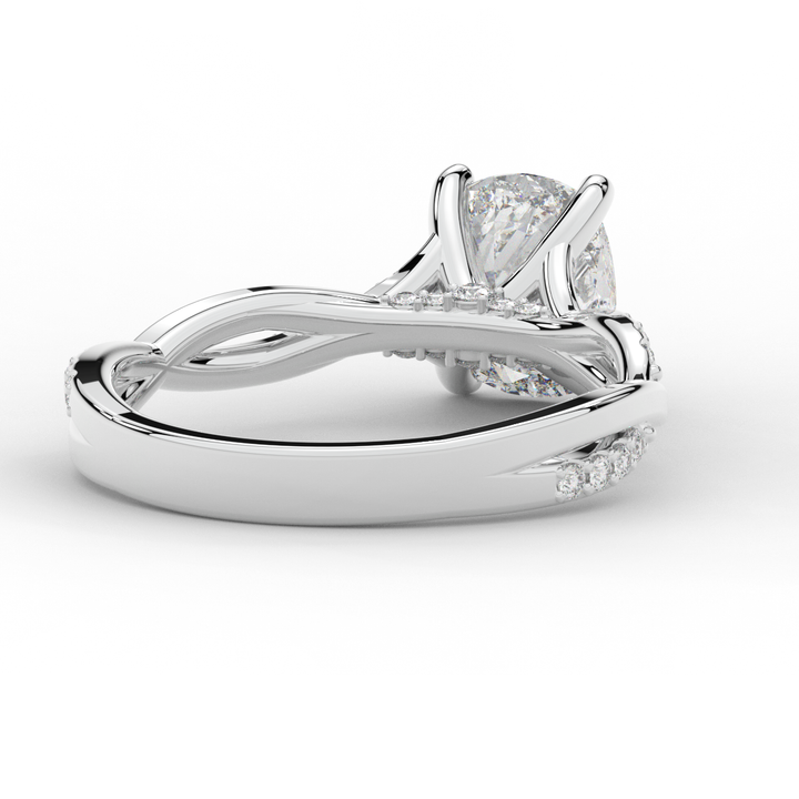 1.70CT.TW CUSHION LAB DIAMOND TWIST BAND ENGAGEMENT RING