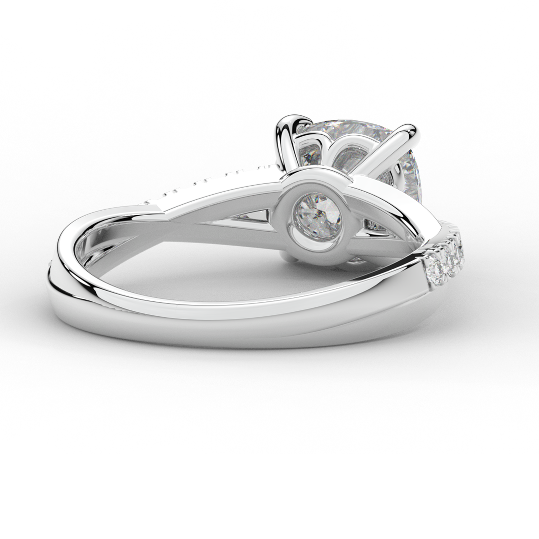 2.20CT.TW CUSHION LAB DIAMOND TWISTBAND ENGAGEMENT RING