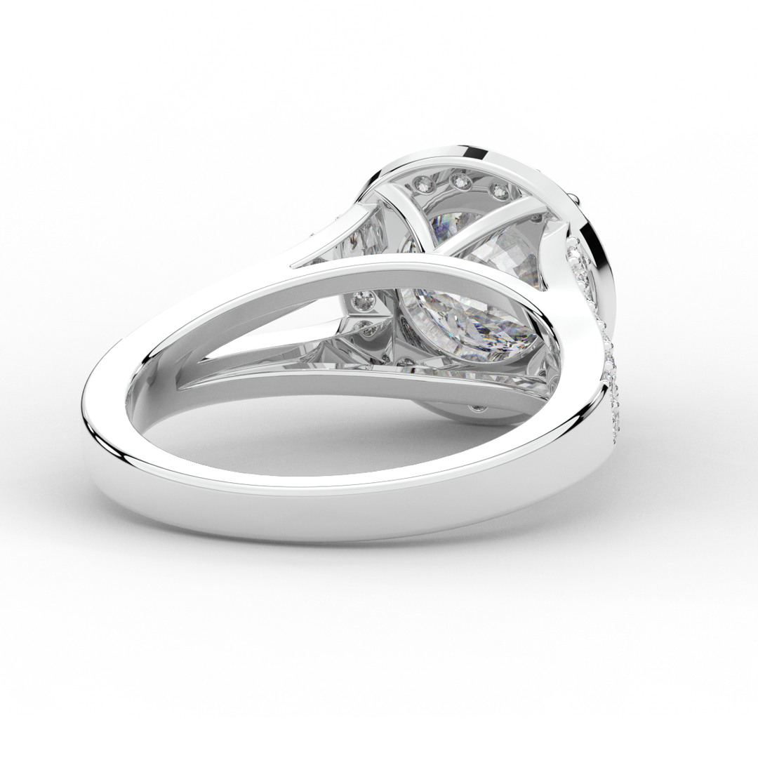 2.50CT.TW ROUND LAB DIAMOND SPLIT SHANK HALO ENGAGEMENT RING - Nazarelle