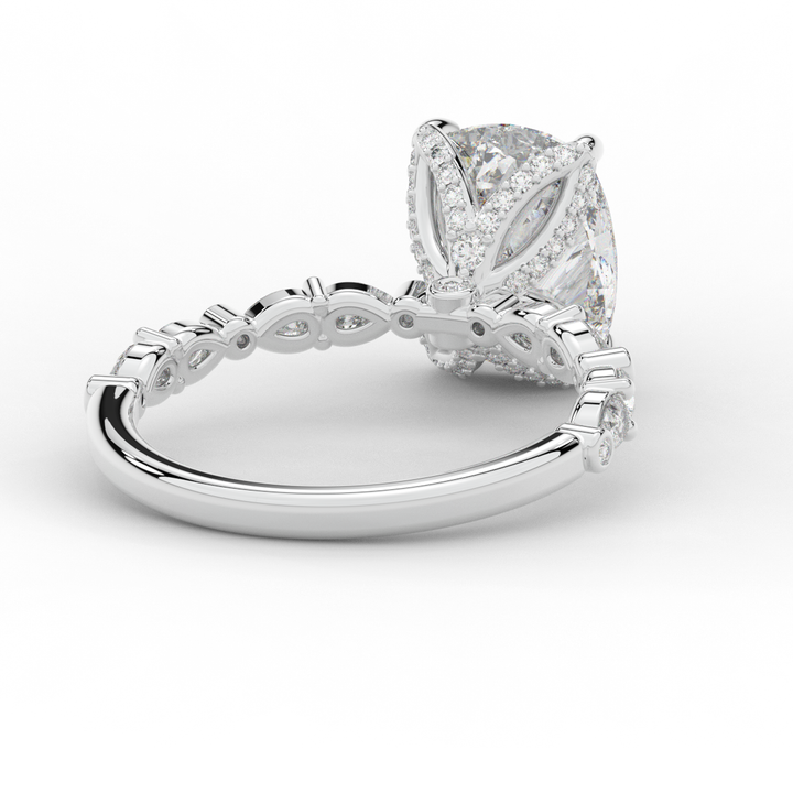 3.60CT.TW CUSHION LAB DIAMOND SOLITAIRE ENGAGEMENT RING