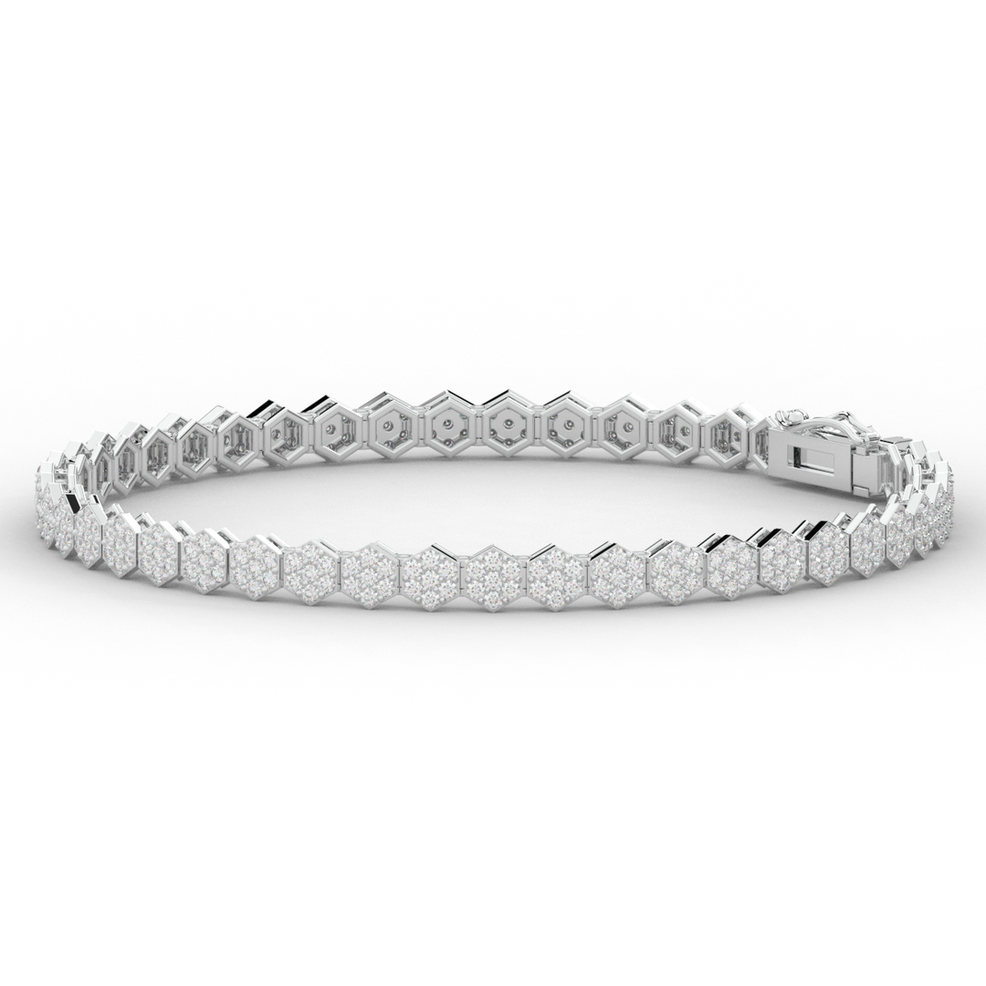 2.50CT.TW ROUND LAB DIAMOND CLUSTER TENNIS BRACELET - Nazarelle