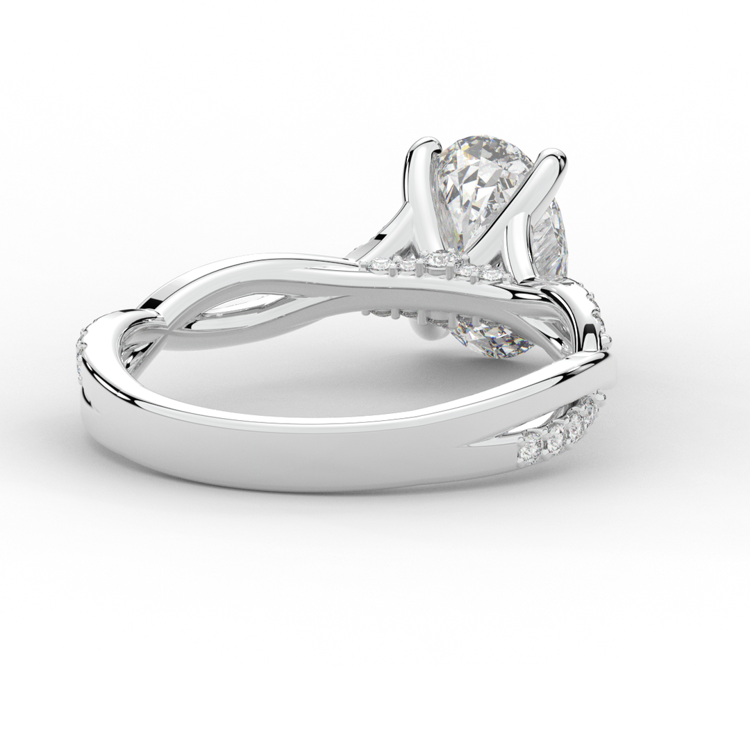 1.70CT.TW OVAL LAB DIAMOND TWIST BAND ENGAGEMENT RING