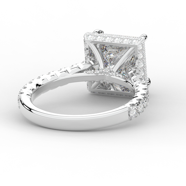 3.90CT.TW PRINCESS LAB DIAMOND HALO ENGAGEMENT RING