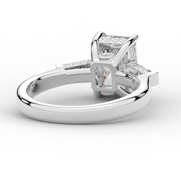 3.45CT.TW RADIANT LAB DIAMOND 3 STONE ENGAGEMENT RING