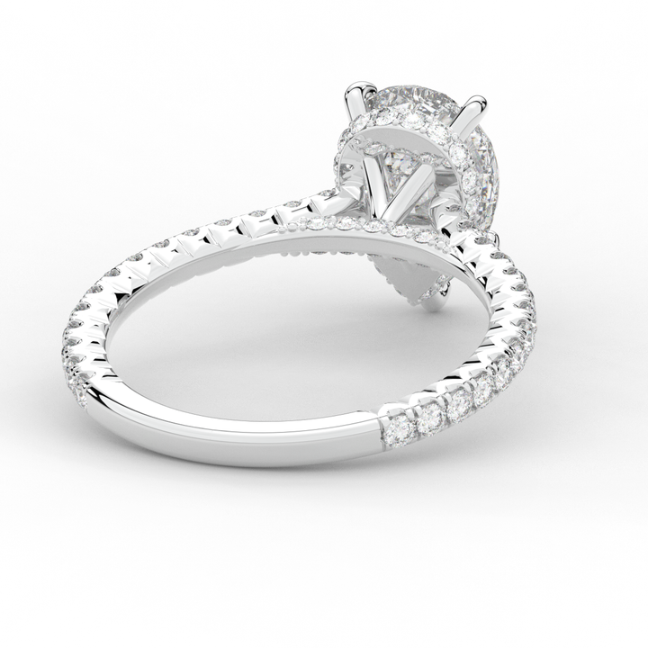 2.50CT.TW PEAR LAB DIAMOND UNDERHALO SOLITAIRE ENGAGEMENT RING