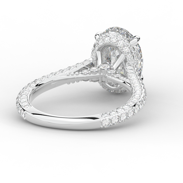 4.00CT.TW OVAL LAB DIAMOND UNDERHALO SOLITAIRE ENGAGEMENT RING