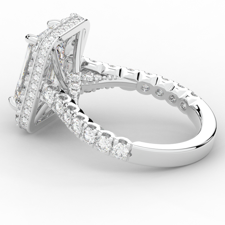 4.50CT.TW EMERALD CUT LAB DIAMOND HALO ENGAGEMENT RING