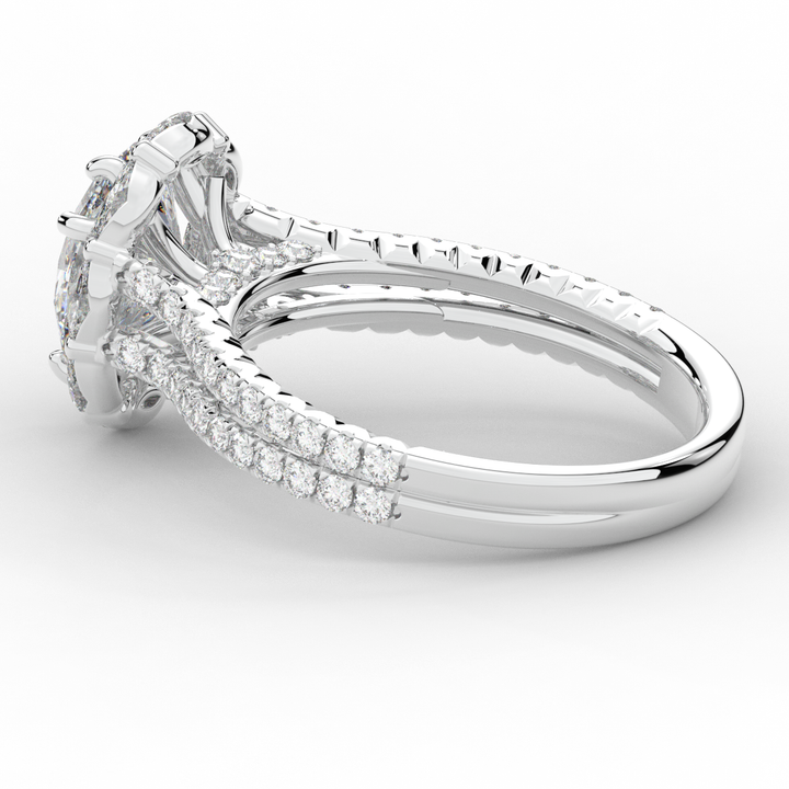 2.30CT.TW OVAL LAB DIAMOND HALO SPLIT SHANK ENGAGEMENT RING