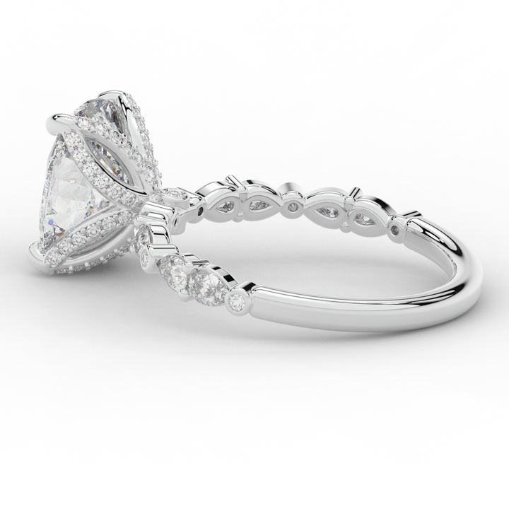 3.60CT.TW CUSHION LAB DIAMOND SOLITAIRE ENGAGEMENT RING