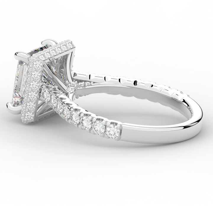 3.90CT.TW PRINCESS LAB DIAMOND HALO ENGAGEMENT RING