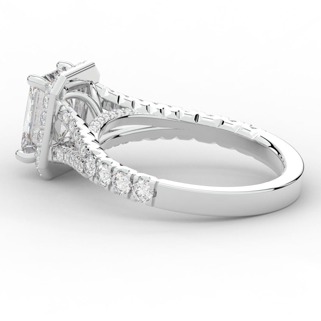 2.60CT.TW RADIANT LAB DIAMOND SPLIT SHANK HALO ENGAGEMENT RING