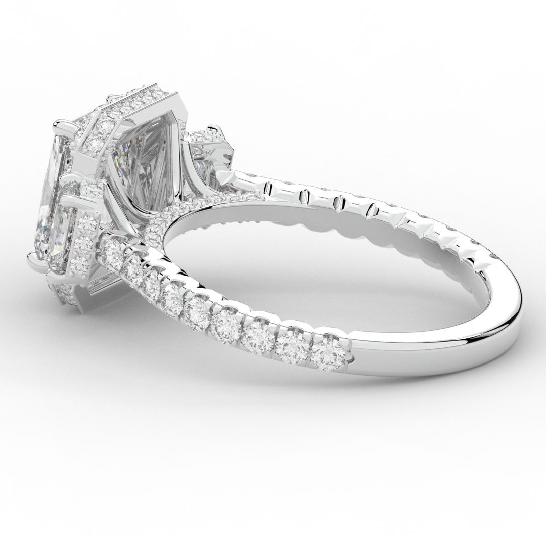 3.20CT.TW RADIANT LAB DIAMOND 3 STONE ENGAGEMENT RING