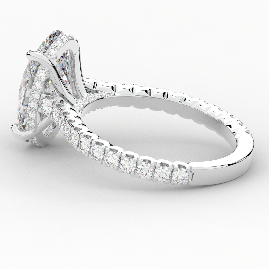 4.70CT.TW OVAL LAB DIAMOND UNDERHALO SOLITAIRE ENGAGEMENT RING