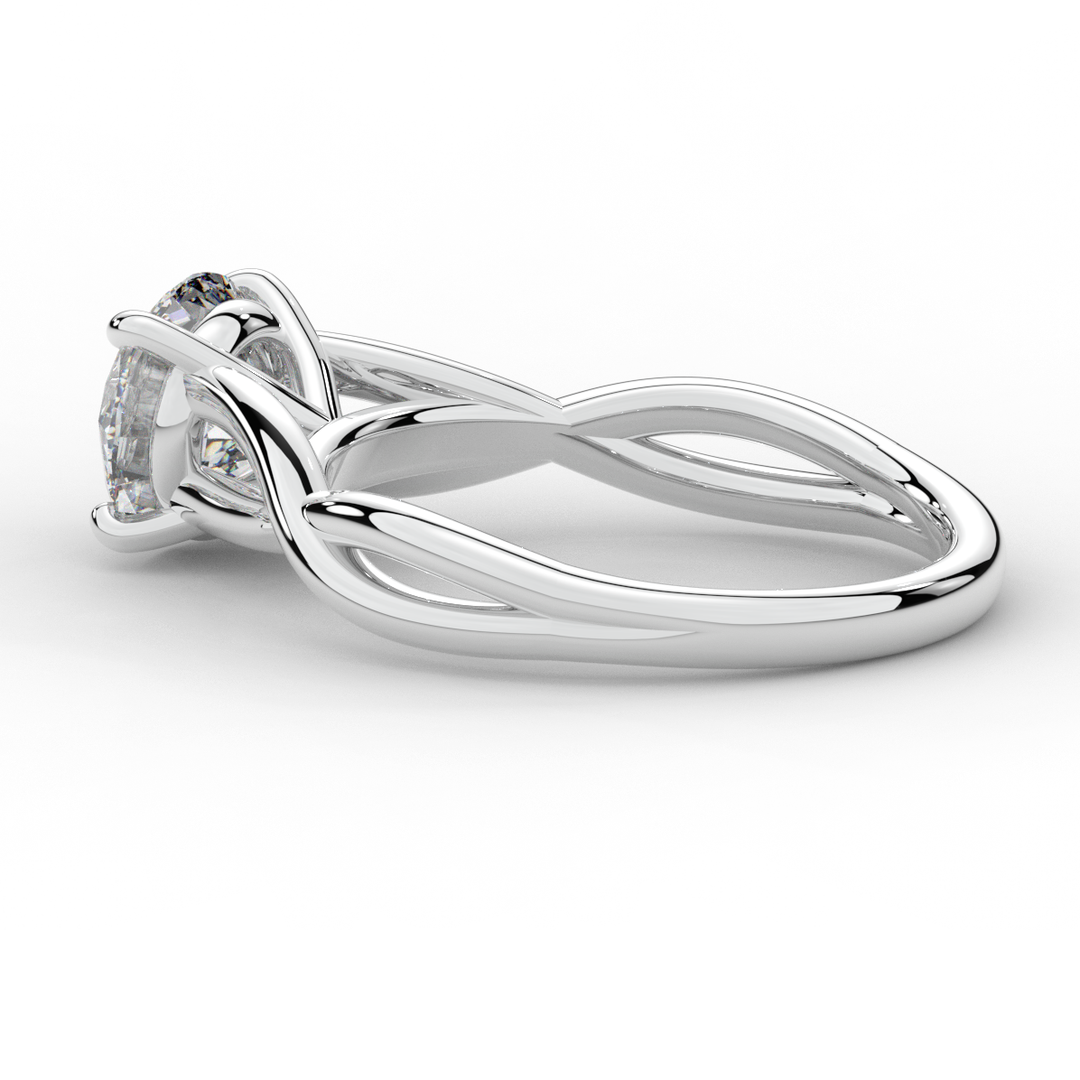 1.50CT ROUND LAB DIAMOND SOLITAIRE TWIST BAND ENGAGEMENT RING - Nazarelle