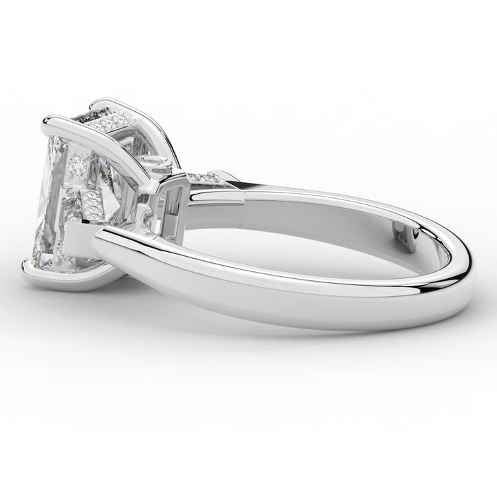 3.45CT.TW RADIANT LAB DIAMOND 3 STONE ENGAGEMENT RING