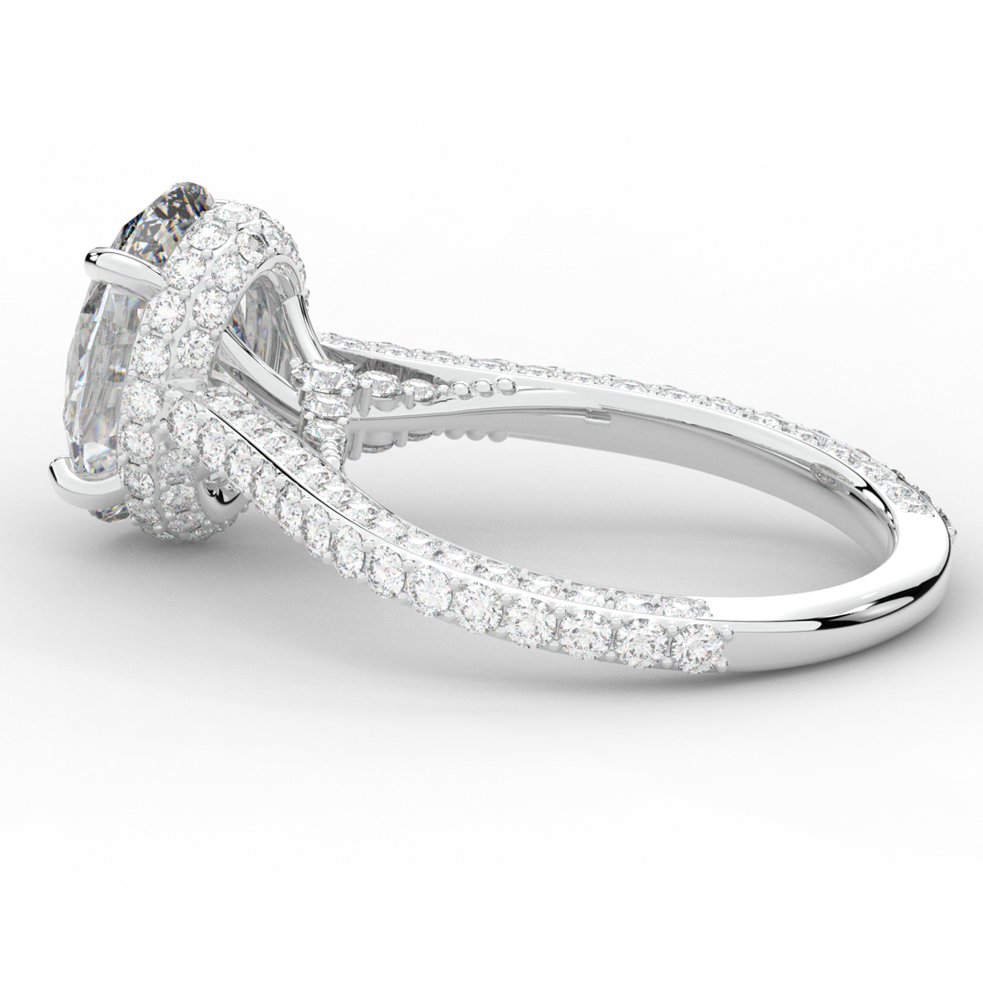 4.00CT.TW OVAL LAB DIAMOND UNDERHALO SOLITAIRE ENGAGEMENT RING