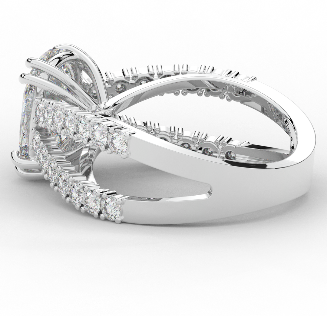 3.75CT.TW CUSHION LAB DIAMOND SPLIT BAND ENGAGEMENT RING