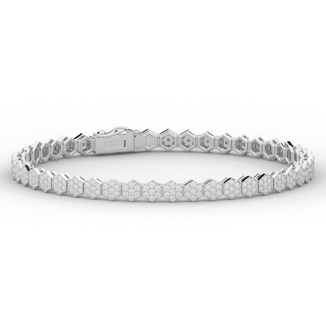 2.50CT.TW ROUND LAB DIAMOND CLUSTER TENNIS BRACELET - Nazarelle