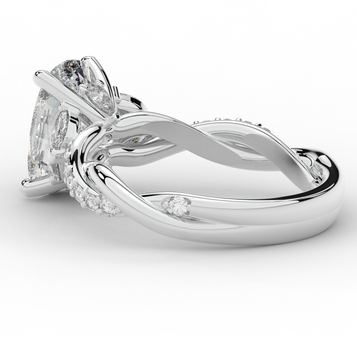 2.40CT.TW CUSHION LAB DIAMOND TWIST BAND ENGAGEMENT RING