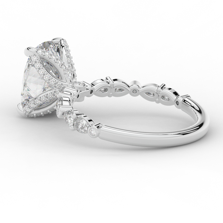 3.60CT.TW CUSHION LAB DIAMOND SOLITAIRE ENGAGEMENT RING