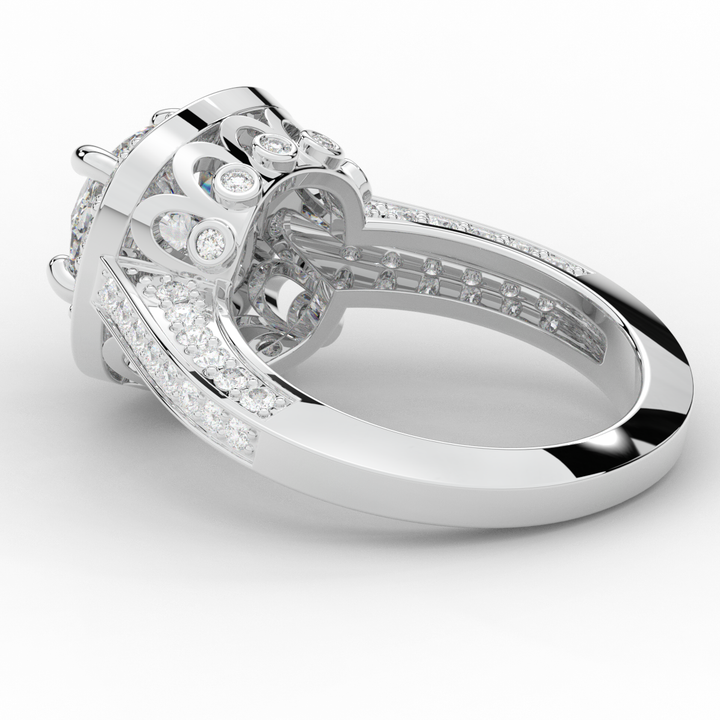 1.50CT.TW ROUND LAB DIAMOND HALO ENGAGEMENT RING